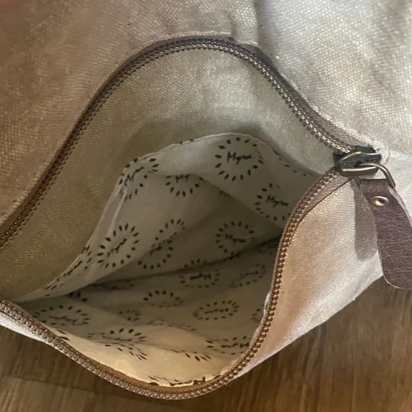 Myra Bag Western Leather Shoulder Bag  Canvas Crossbody Bag - Picture 8 of 15